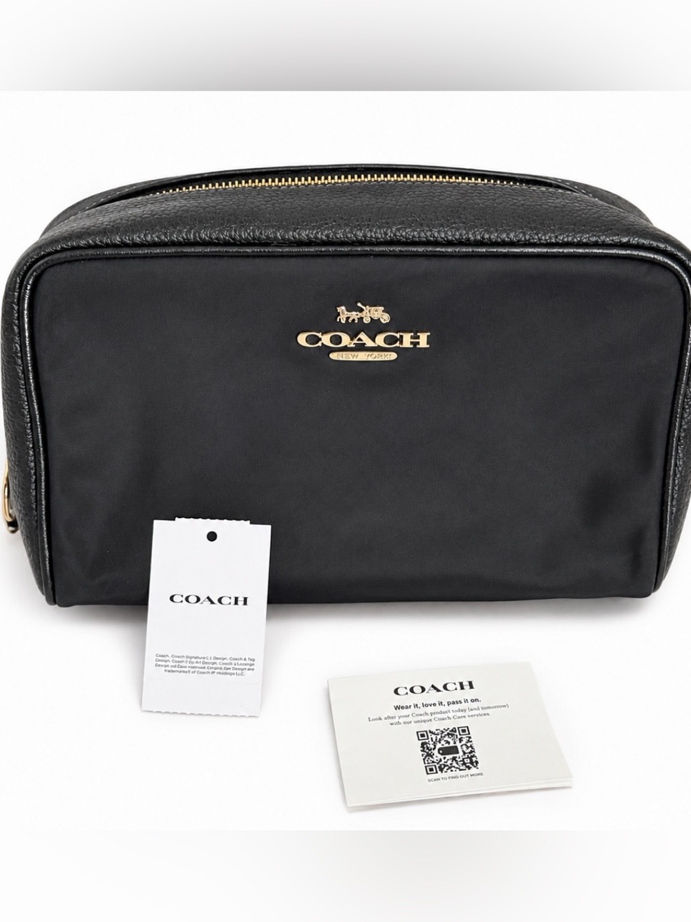 COACH Ellis Nylon Cosmetic Case in Black ORG RETAIL $128 🖤